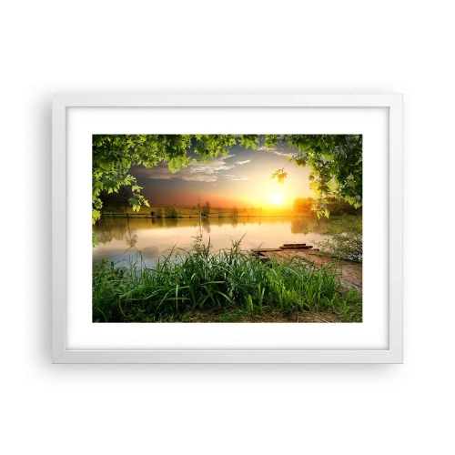 Plagát v bielom ráme - Krajina v zelenom ráme - 40x30 cm