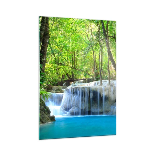 Obraz na skle - Utopiť v tyrkyse a zeleni - 50x70 cm