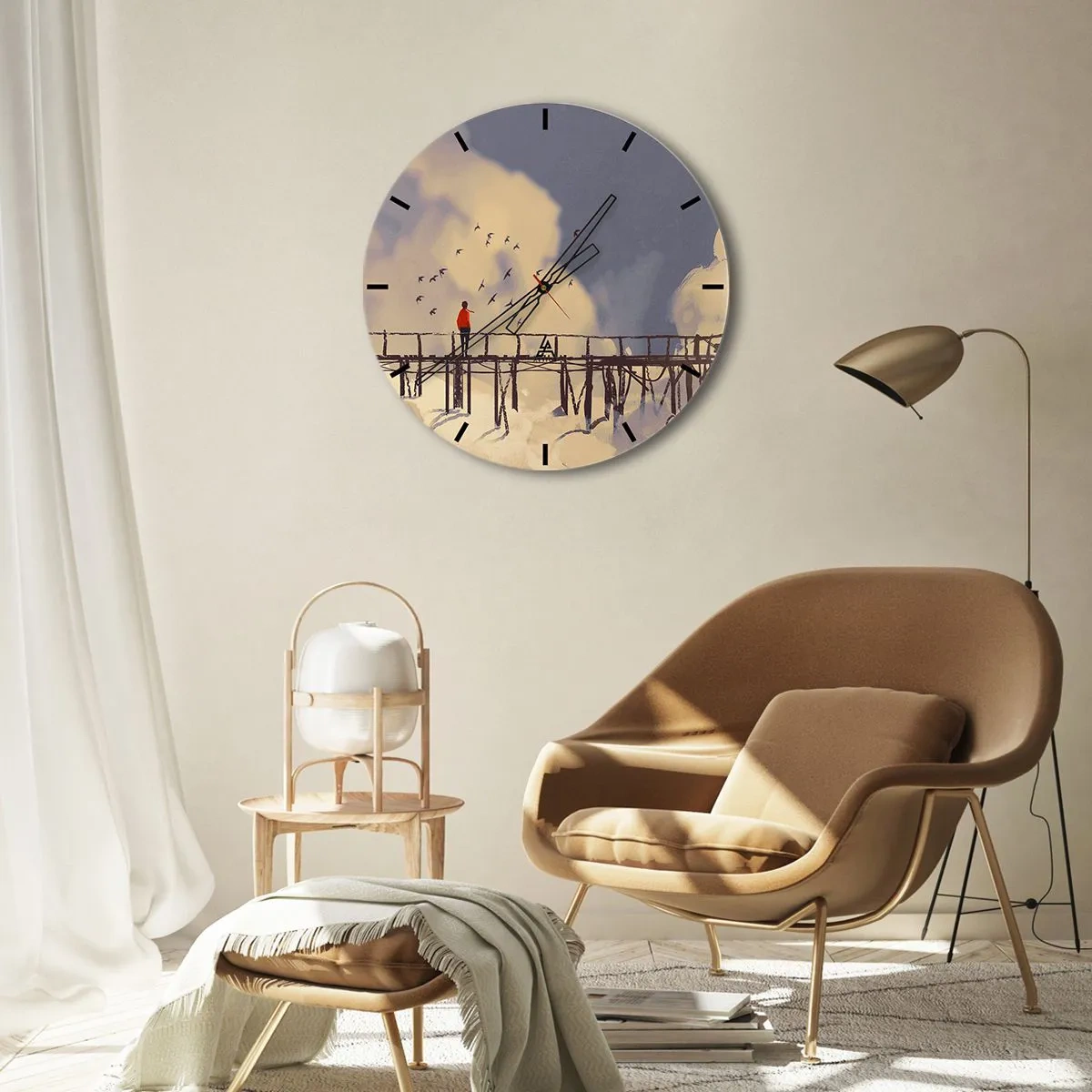 Nástenné hodiny - Modrý stesk - 40x40 cm