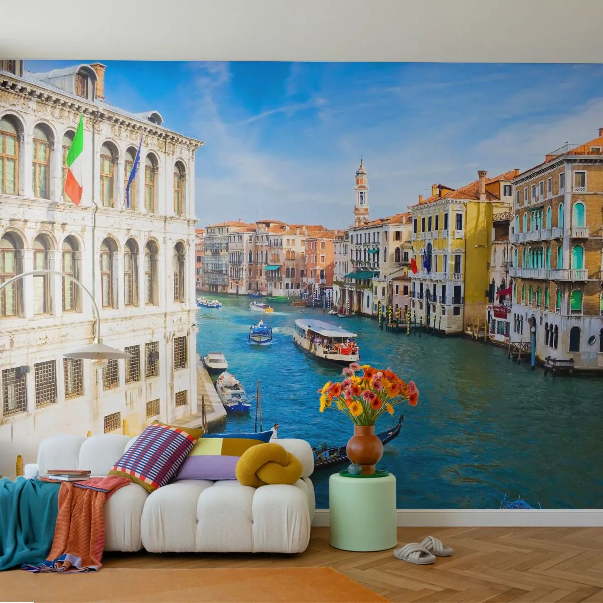 Samolepiaca Fototapeta Deluxe Sticker - Doprava jediná na svete - Benátky, Architektúra, Canal Grande - 250x175 cm