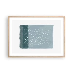 Plagát v ráme zo svetlého duba - Pestované na modrej - 70x50 cm