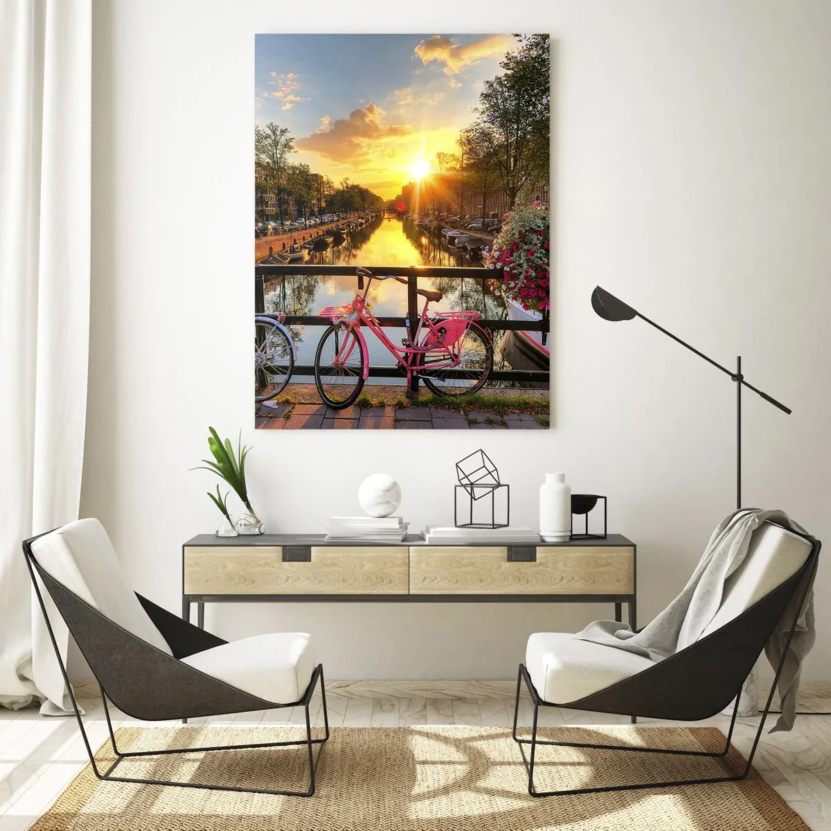 Obraz na skle - Jarné ráno v Amsterdame - 50x70 cm
