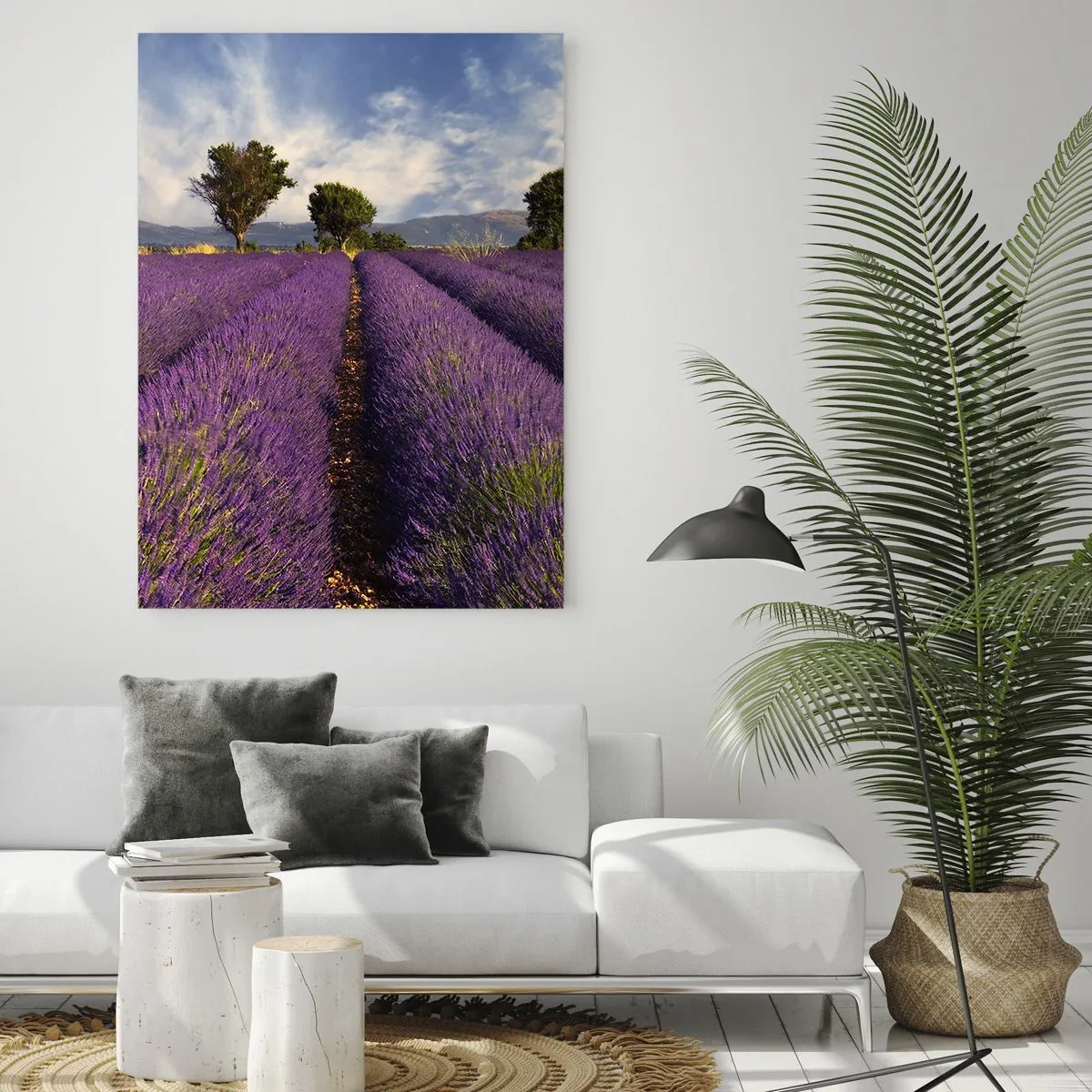 Obraz na skle - Levanduľové polia - 50x70 cm