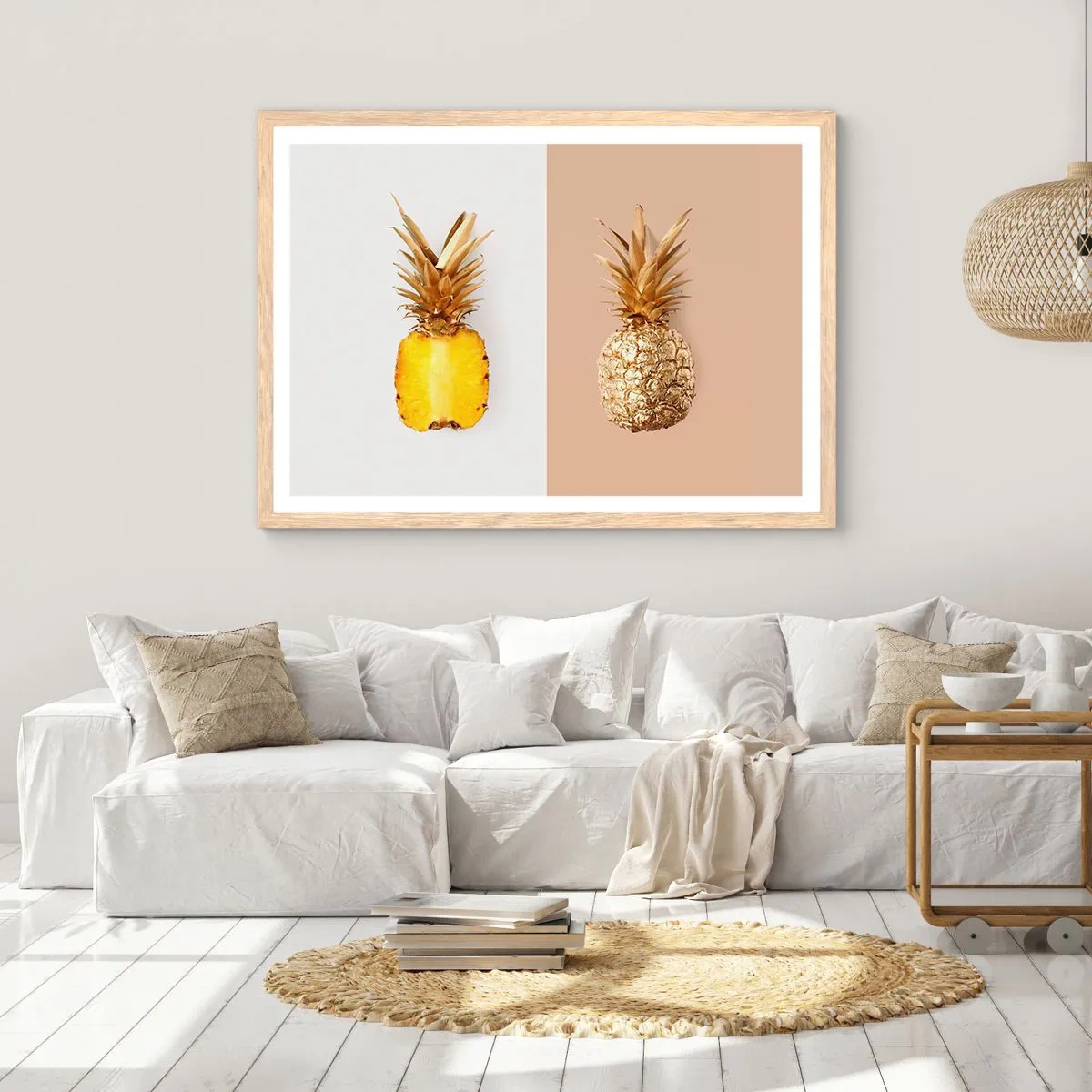 Plagát v ráme zo svetlého duba - Ananás pre nás - 91x61 cm