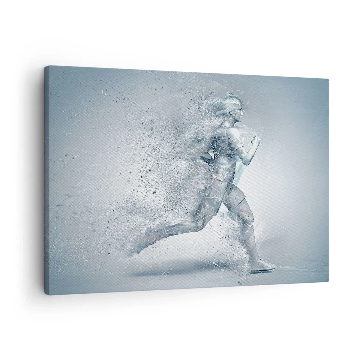 Obraz na plátne - Dynamická postava bežiaca v abstraktnom štýle - 70x50cm - Energia kryštalicky čistá - Moderná nástenná dekorácia do obývacej izby a spálne ARTTOR