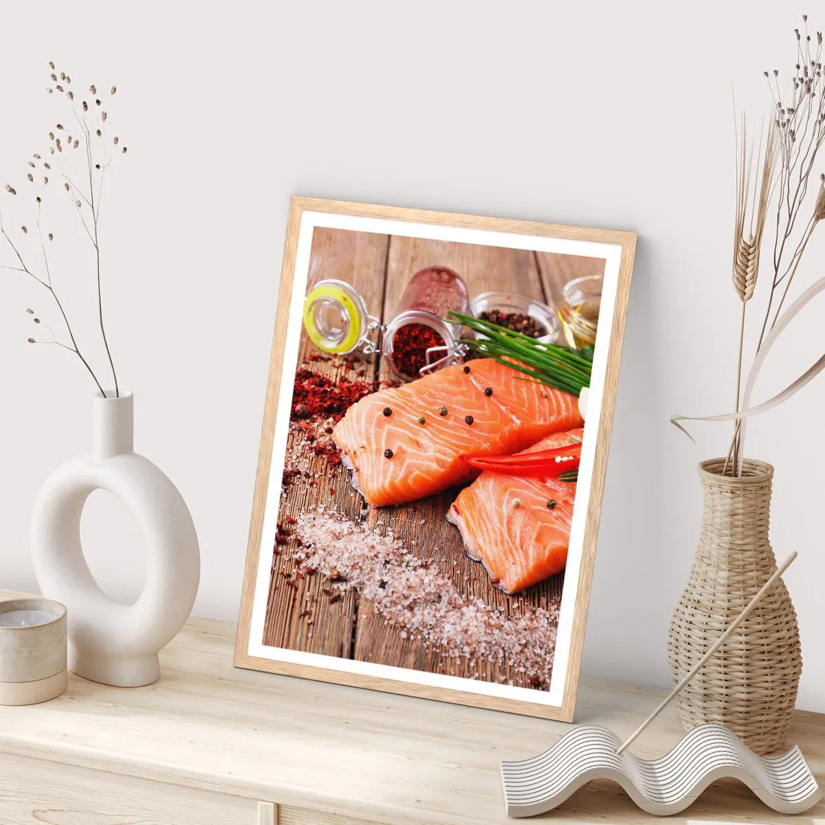 Plagát v ráme zo svetlého duba - Nórske dobrodružstvo v kuchyni - 30x40 cm