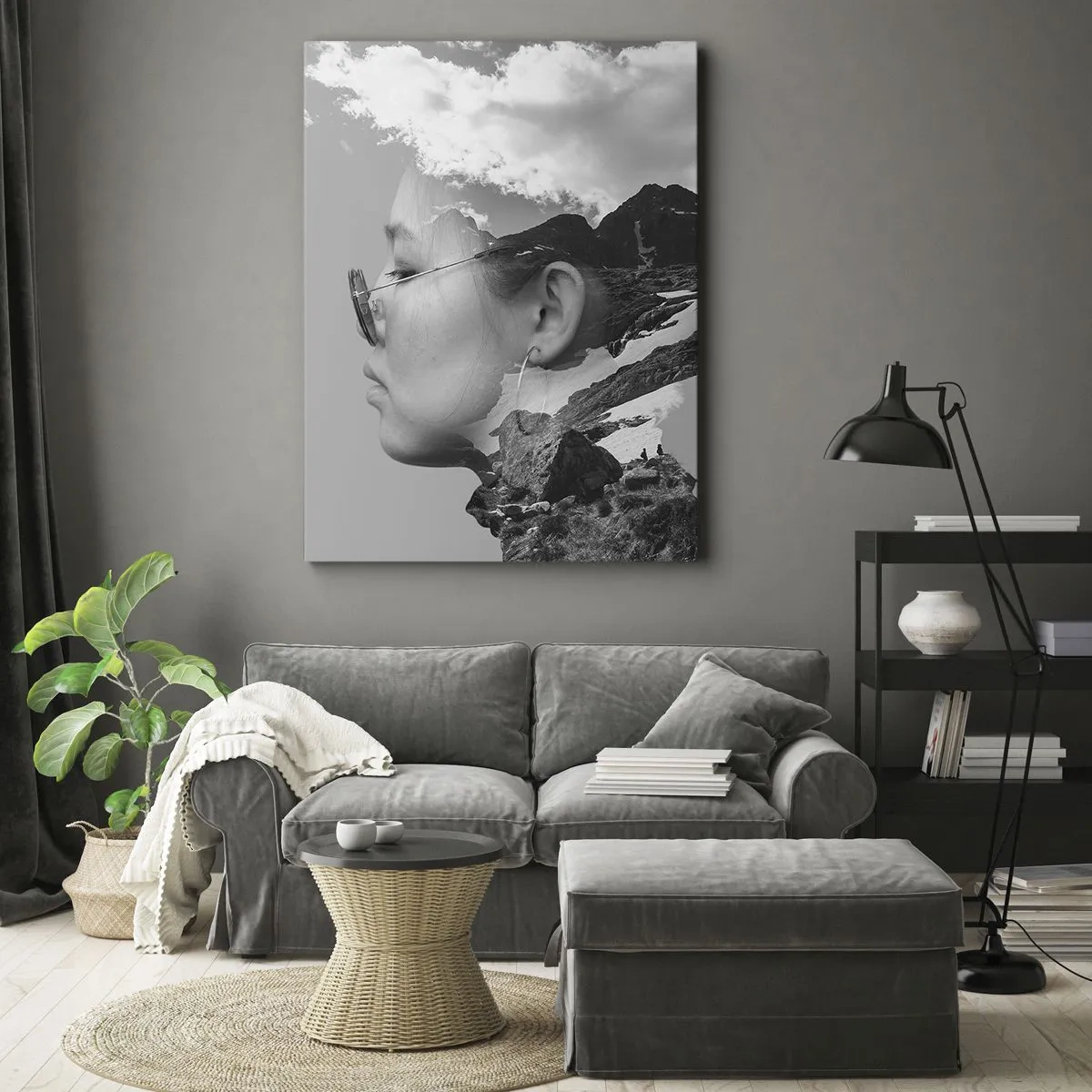 Obraz na plátne - Povznešený portrét v oblakoch - 50x70 cm