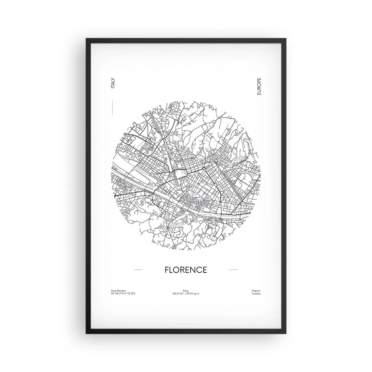 Plagát v čiernom ráme - Anatómia Florencie - 61x91 cm