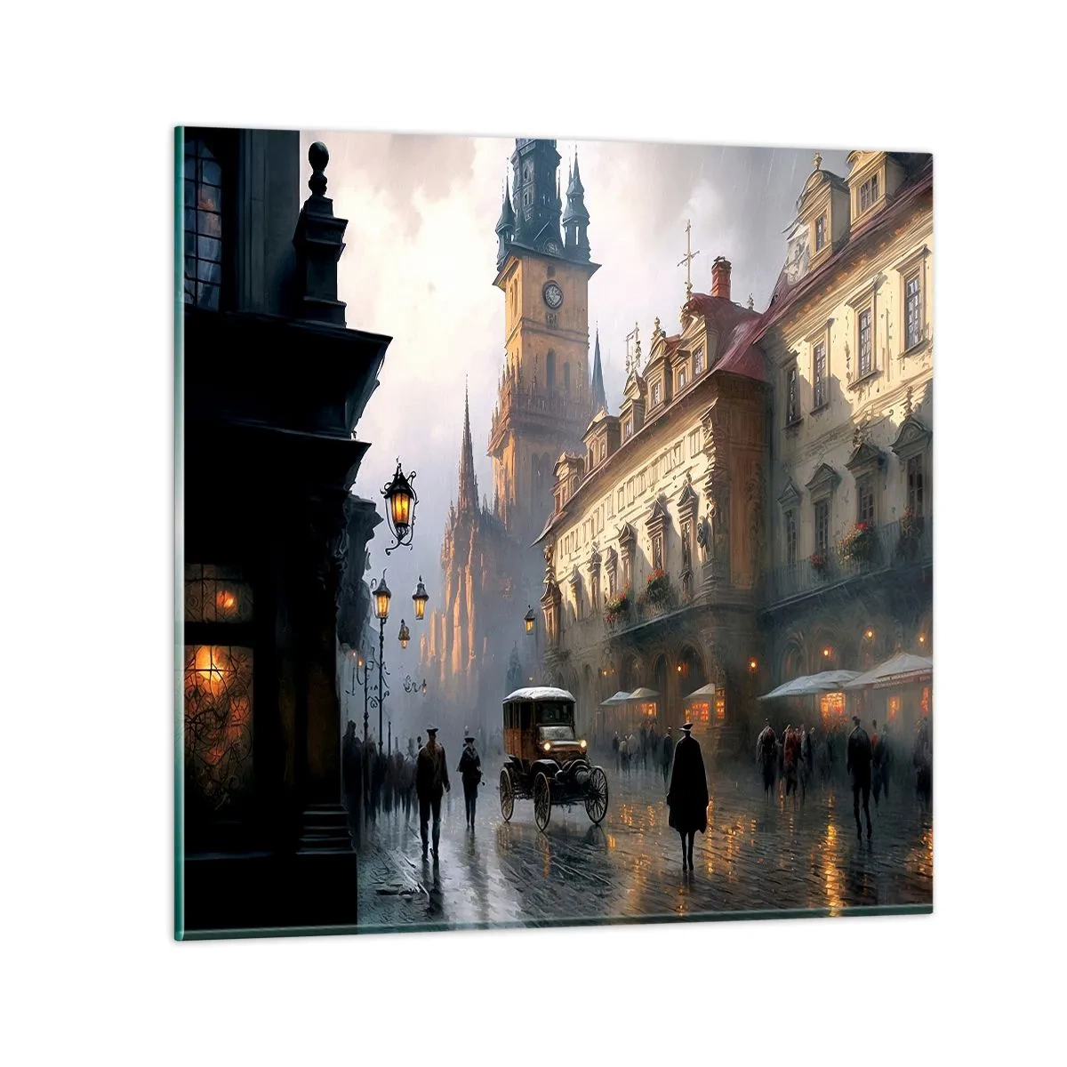Obraz na skle - Kúzlo pražského večera - 30x30 cm