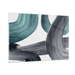 Obraz na skle - Smaragdové a čierne vlny - 100x70 cm