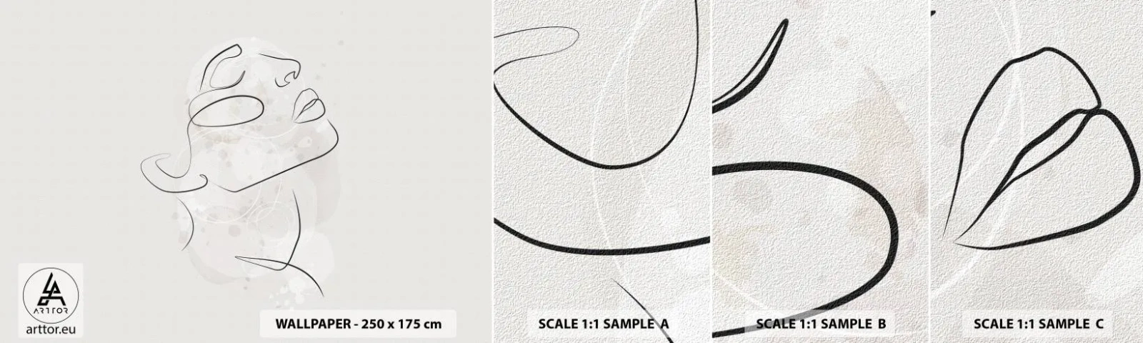 Vzorka samolepiacej fototapety Deluxe Sticker - Náčrt sna - Ženská tvár, Žena, Grafika - 100x30 cm