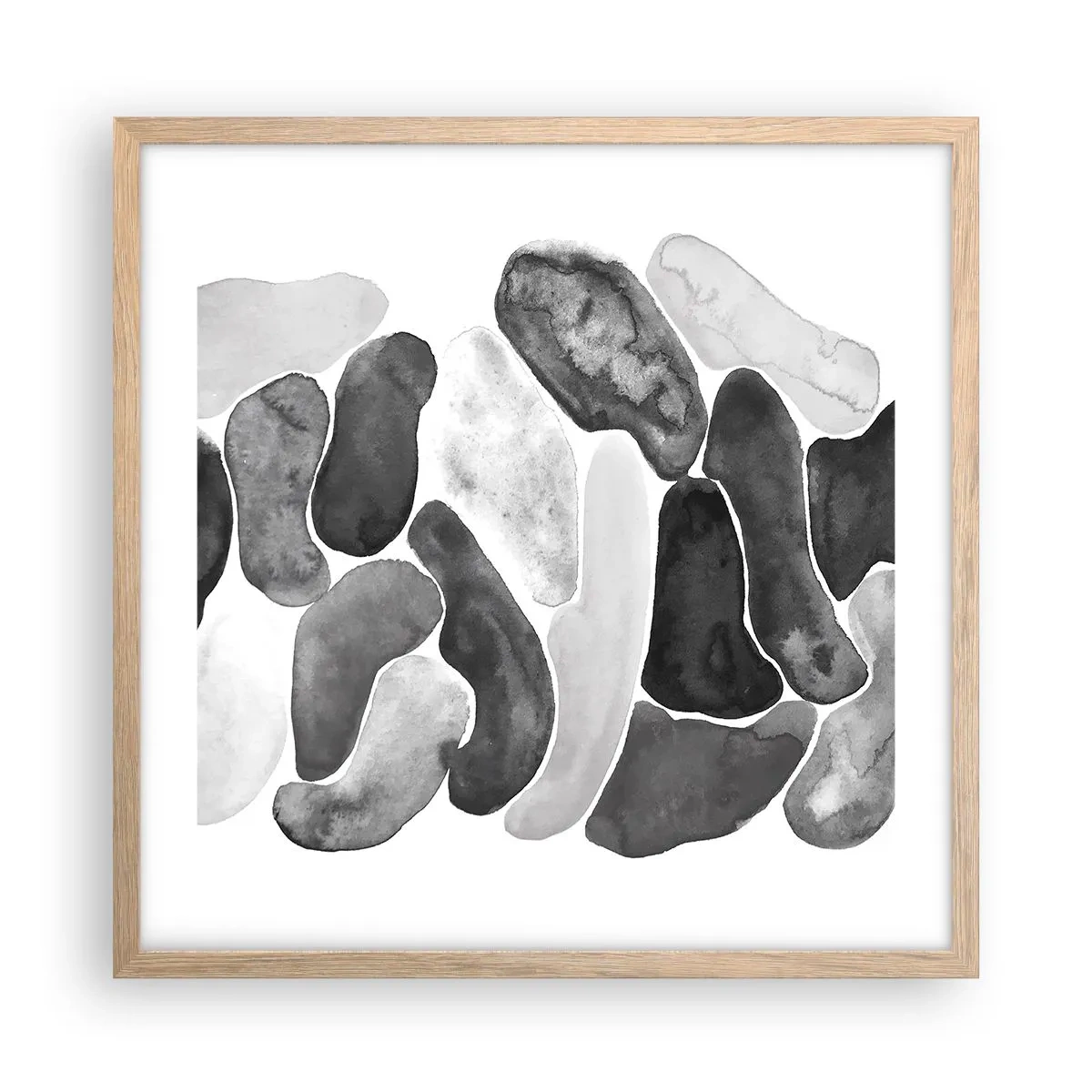 Plagát v ráme zo svetlého duba - Kamenistá abstrakcia - 50x50 cm