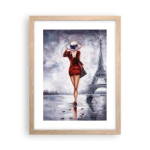 Plagát v ráme zo svetlého duba - Parížske symboly - 30x40 cm