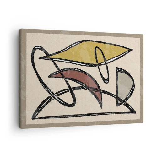 Obraz na plátne - Abstrakcia s geometrickými tvarmi a tlmenými farbami - 70x50cm - Zvisle a vodorovne - Moderná nástenná dekorácia do obývacej izby a spálne ARTTOR