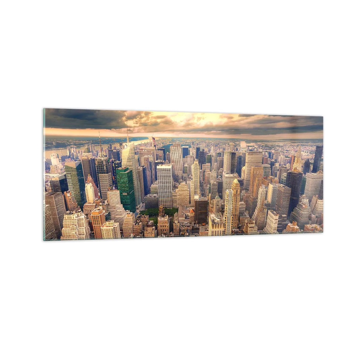 Obraz na skle - Pozlátené Metropolis - 100x40 cm