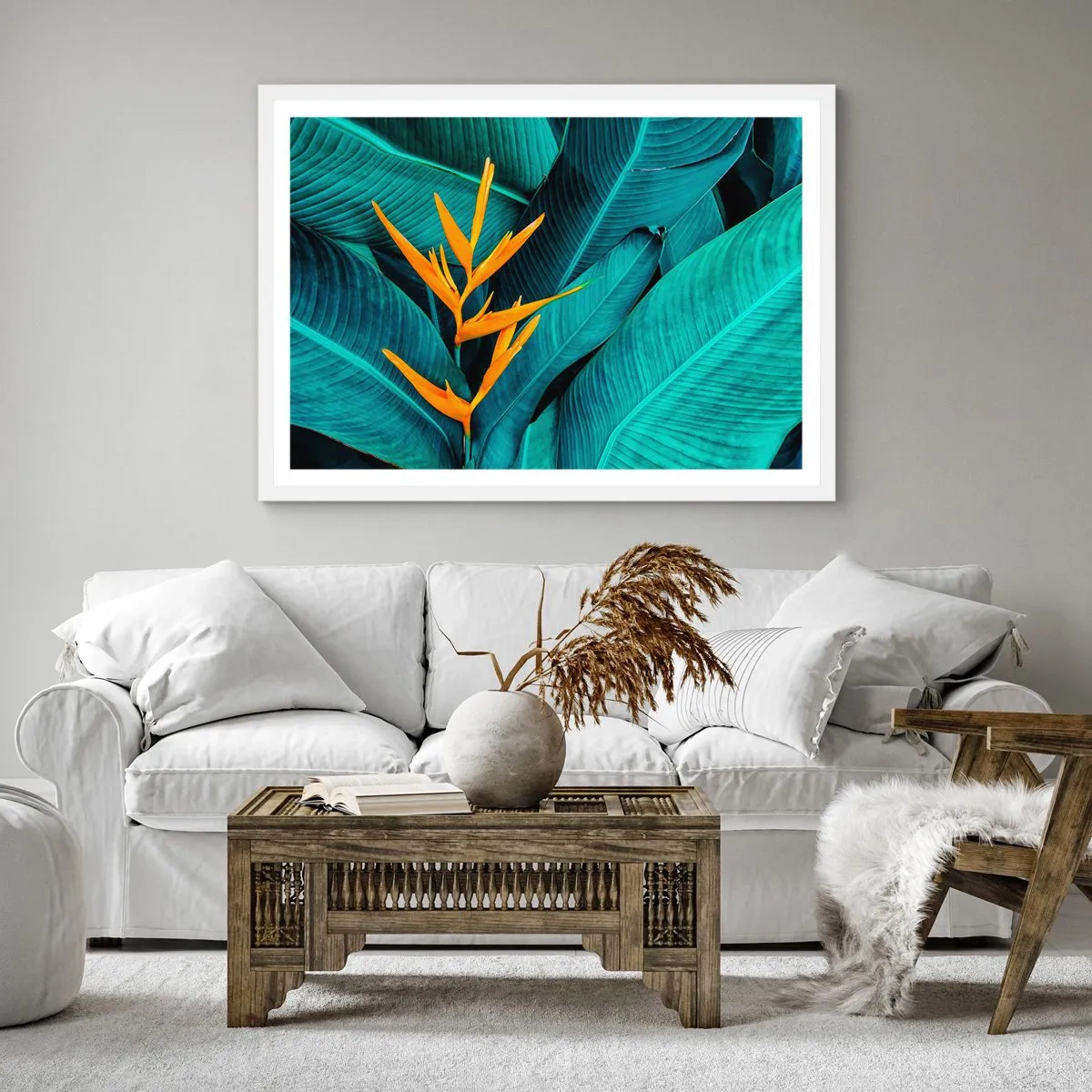 Plagát v bielom ráme - Rajský kvet - 60x60 cm