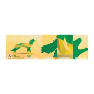 Vzorka samolepiacej fototapety Deluxe Sticker - Samotný vlk - Zvieratá, Wolf, Geometrický obrazec - 100x30 cm