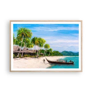 Plagát v ráme zo svetlého duba - Exotický sen - 100x70 cm