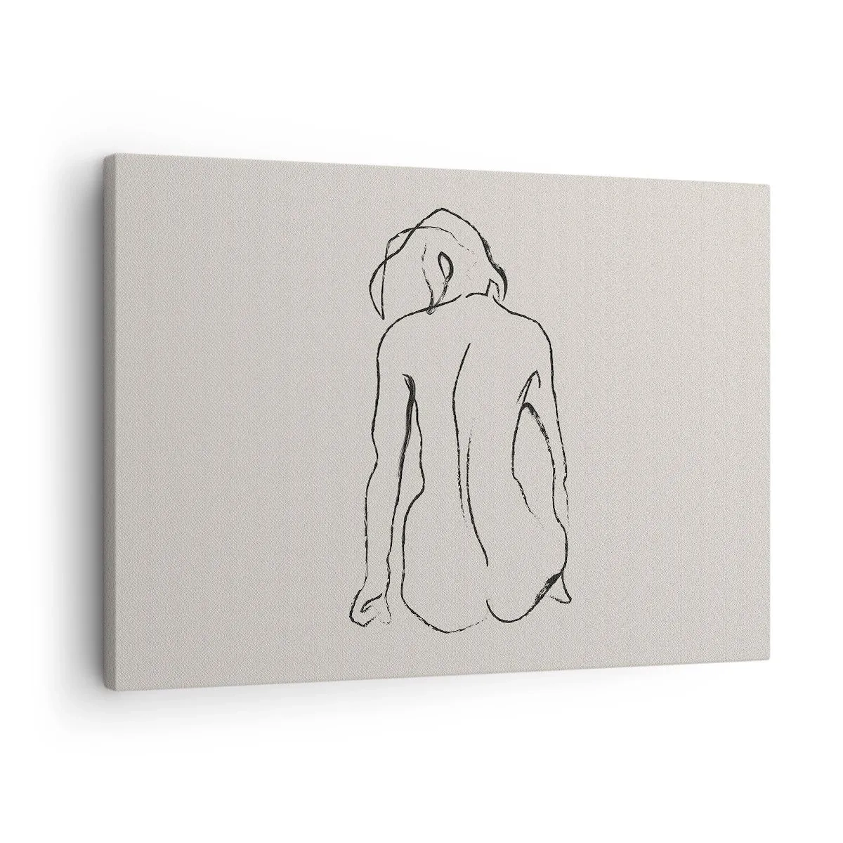 Obraz na plátne - Jemný náčrt dievčenskej siluety zozadu - 70x50cm - Dievčenský akt - Moderná nástenná dekorácia do obývacej izby a spálne ARTTOR