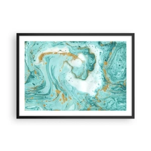 Plagát v čiernom ráme - Pod veľkou vlnou z epochy Edo - 70x50 cm