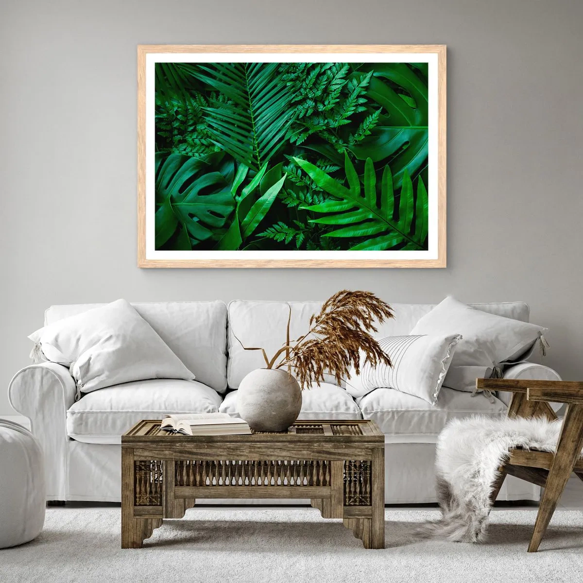 Plagát v ráme zo svetlého duba - Objaté v zeleni - 70x50 cm