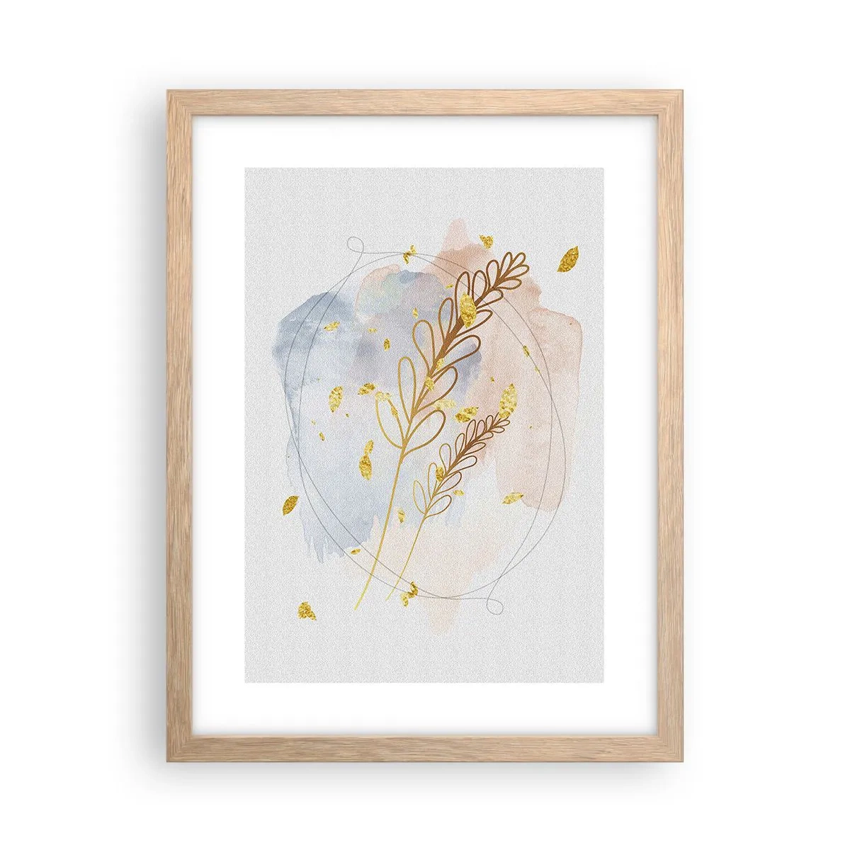 Plagát v ráme zo svetlého duba - Zlatý závan - 30x40 cm