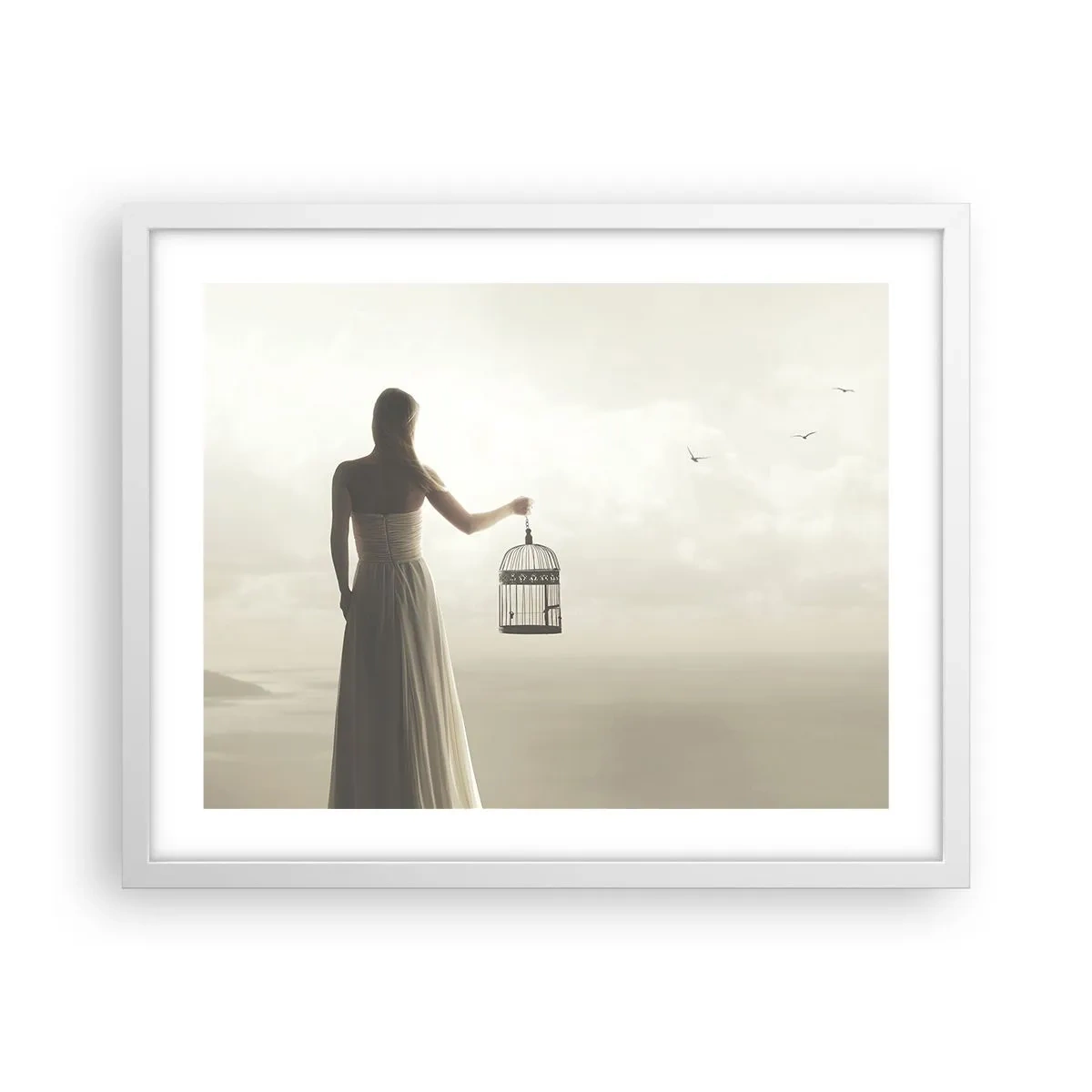 Plagát v bielom ráme - Buď slobodná - 50x40 cm