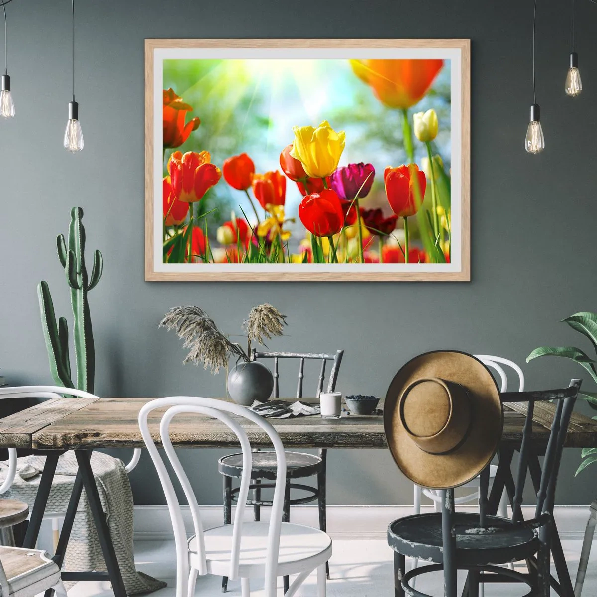 Plagát v ráme zo svetlého duba - Všetky farby slnka - 100x70 cm