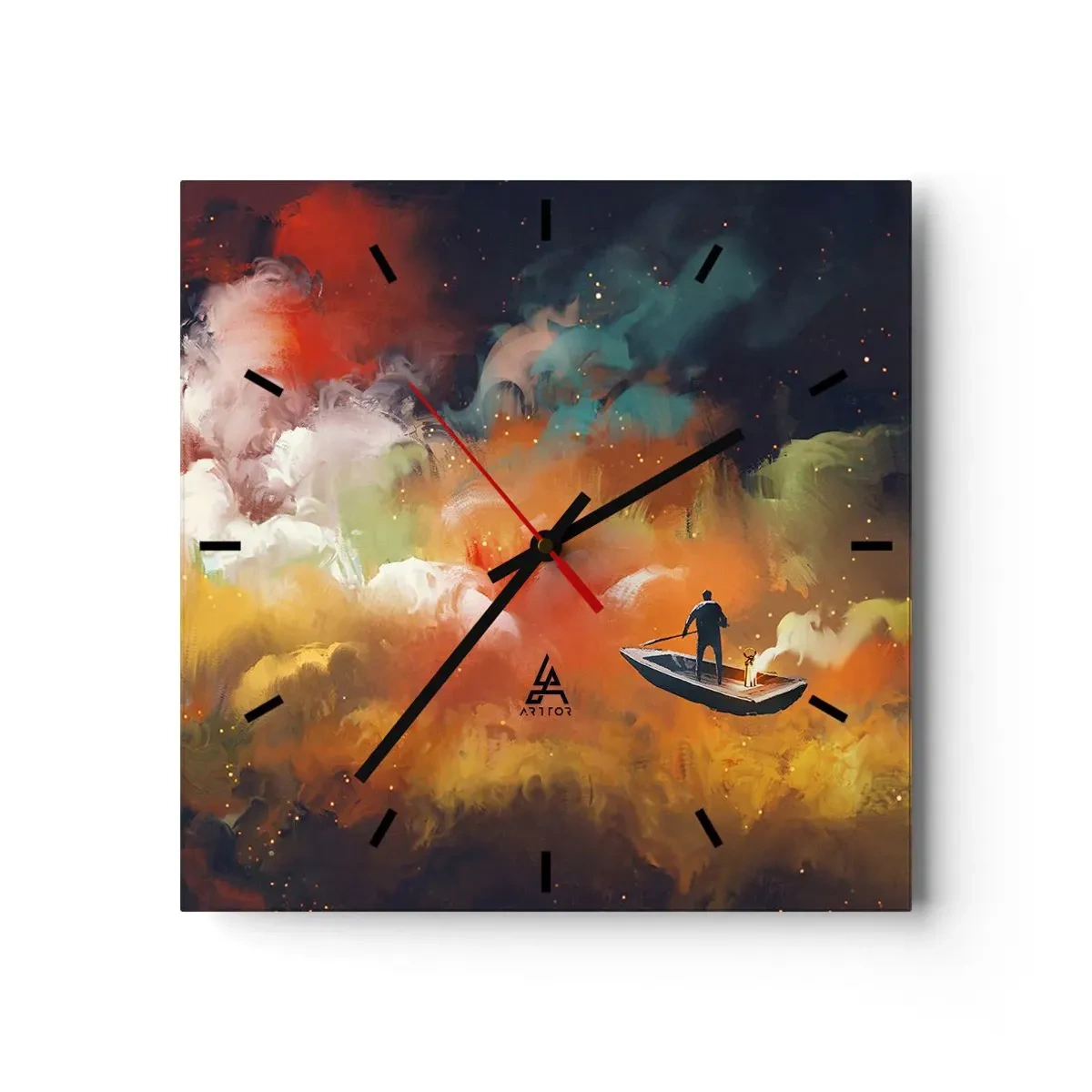 Nástenné hodiny - Loďou cez galaxiu - 40x40 cm