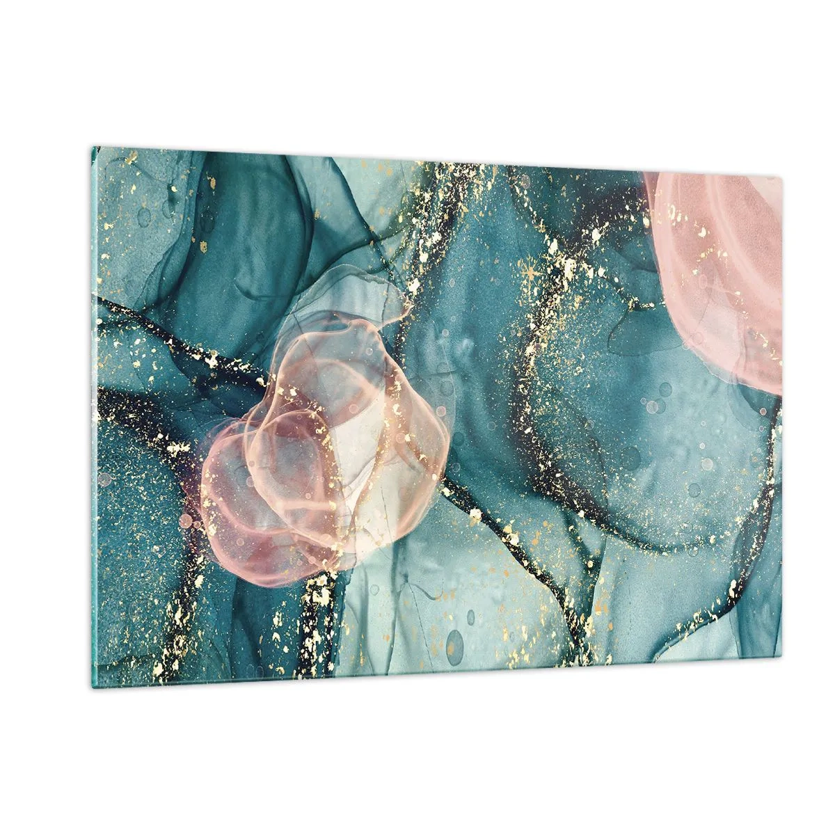 Obraz na skle - Modré hodváb modré, ružový tyl - 120x80 cm