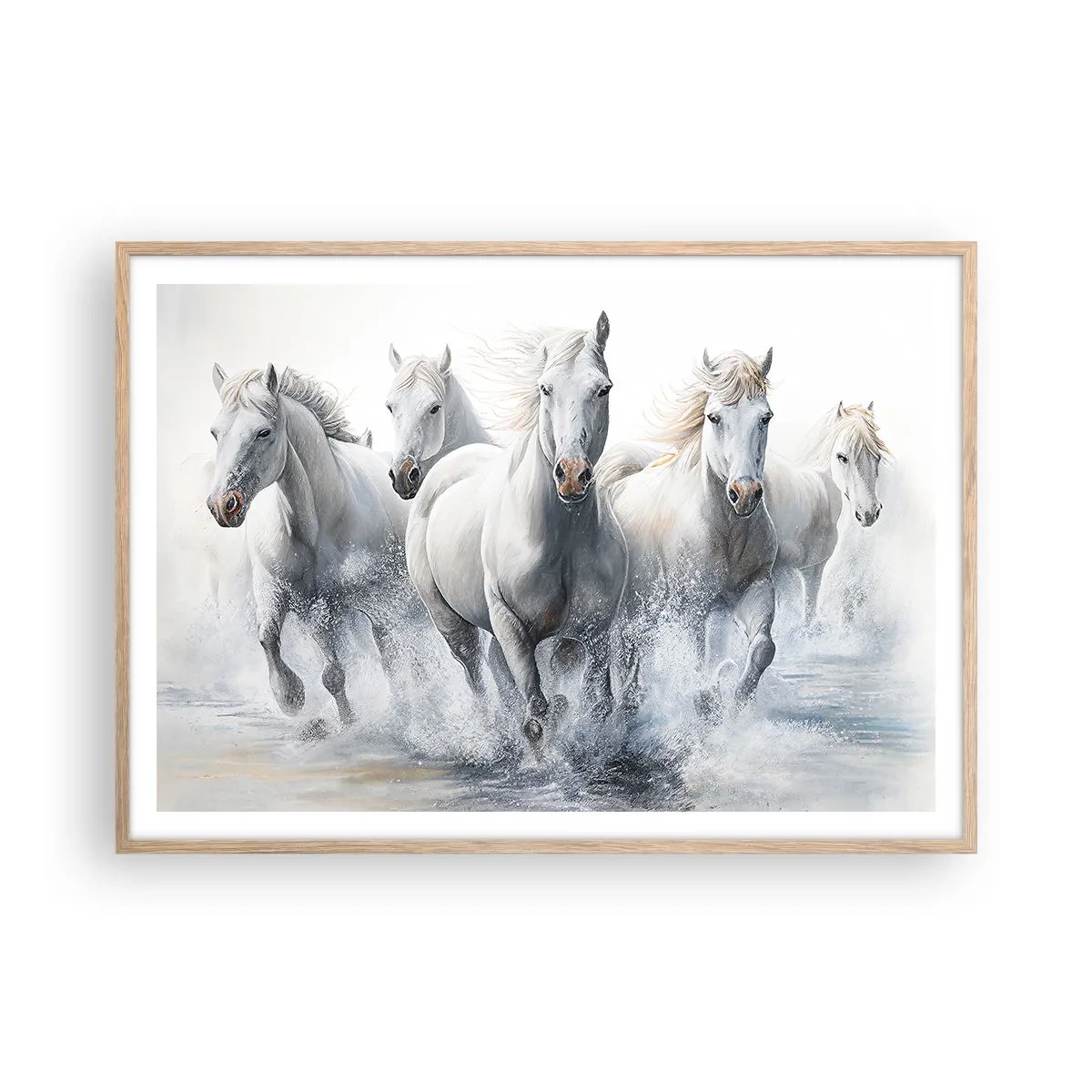 Plagát v ráme zo svetlého duba - Biela mágia - 100x70 cm