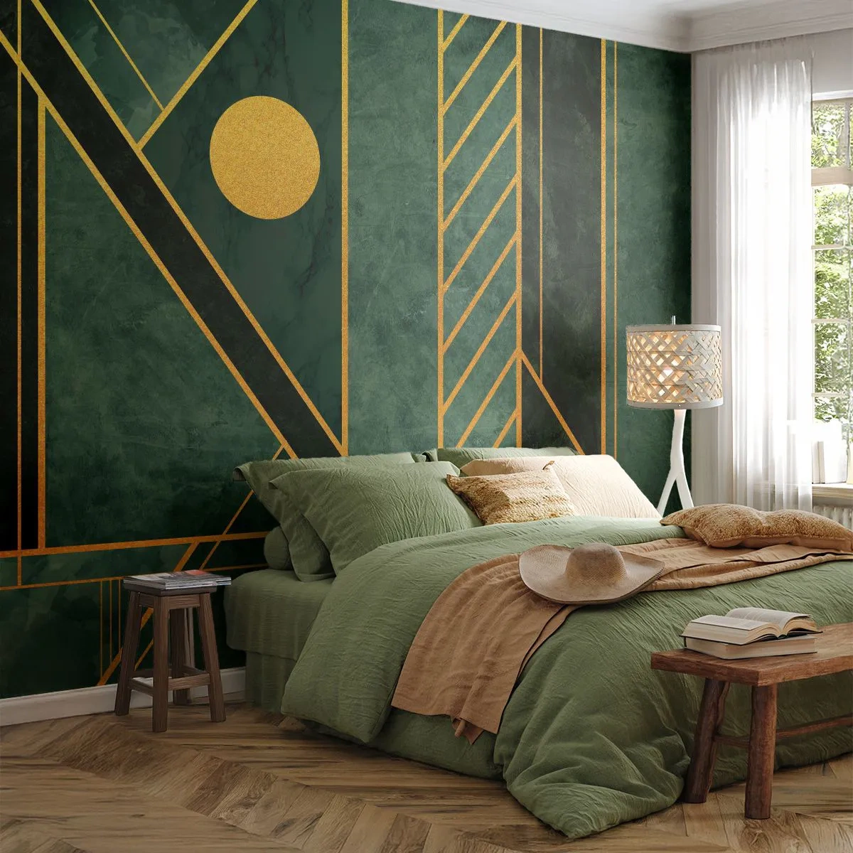 Fototapeta Premium Sand - Dynamika zlata a lazuritu - Abstrakcia, Kus, Geometrický vzor - 350x256 cm