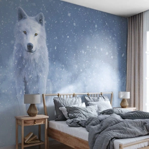 Fototapeta Premium Sand - V zimnom duchu - biely vlk, Zvieratá, Zima - 350x256 cm