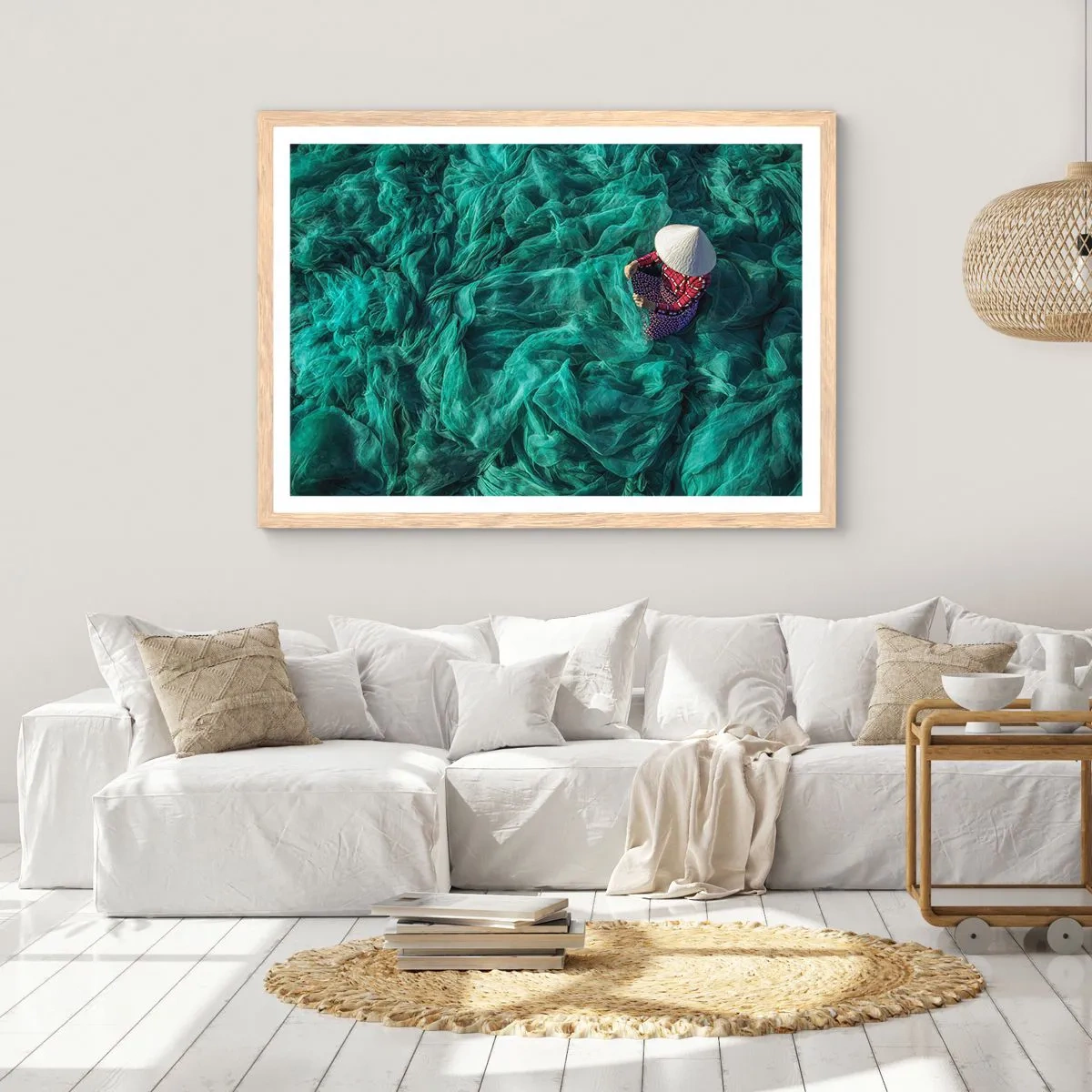 Plagát v ráme zo svetlého duba - V mori sietí - 91x61 cm