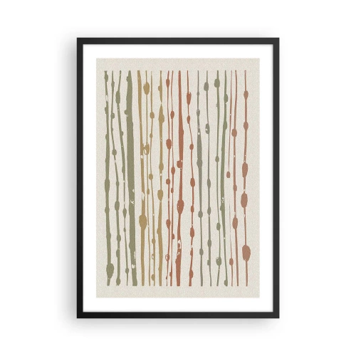 Plagát v čiernom ráme - Abstraktné zvislé čiary v prírodných odtieňoch - 50x70cm - Hudobný záznam farieb - Moderná nástenná dekorácia do obývacej izby a spálne ARTTOR