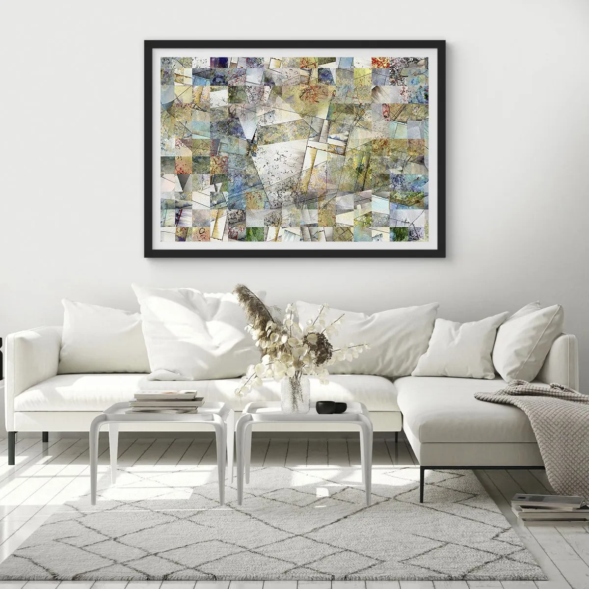 Plagát v čiernom ráme - Geometrické preskupenie - 70x50 cm