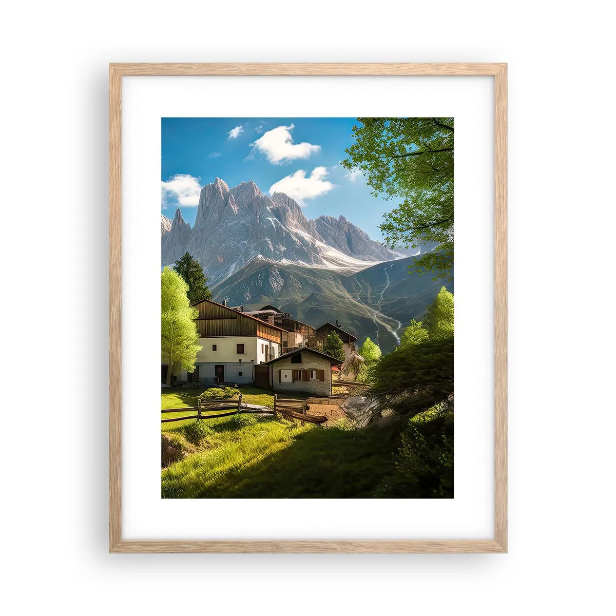 Plagát v ráme zo svetlého duba - Alpská idyla - 40x50 cm