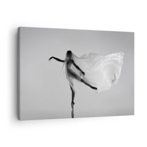 Obraz na plátne - Tanečnica v éterickej póze s rozvláčnou látkou - 70x50cm - Ľahkosť a pôvab - Moderná nástenná dekorácia do obývacej izby a spálne ARTTOR