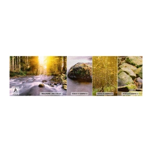 Vzorka fototapety Premium Canvas - Malachit v strieborno-zlatej podobe - Krajina, Horský potok, les - 100x30 cm