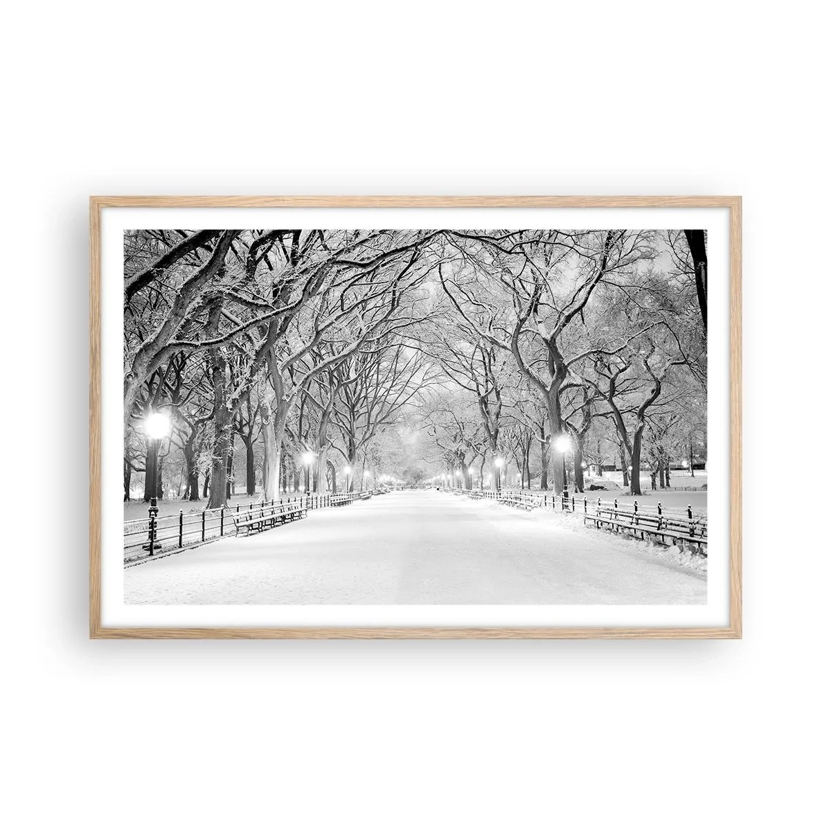 Plagát v ráme zo svetlého duba - Štyri ročné obdobia – zima - 91x61 cm