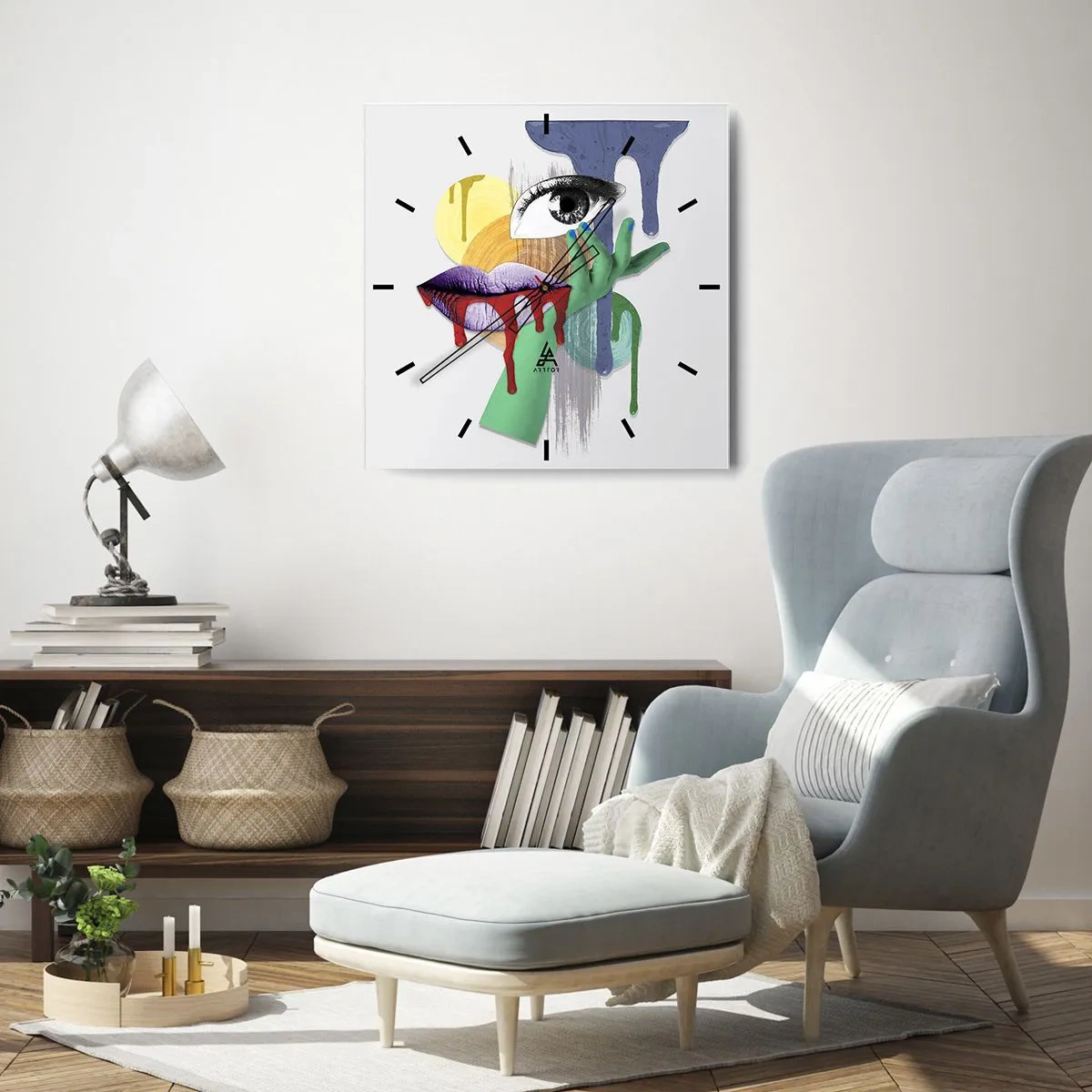 Nástenné hodiny - Zdeformovaný portrét - 40x40 cm