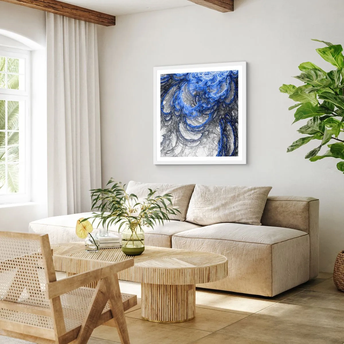 Plagát v bielom ráme - Zrod vlny - 60x60 cm