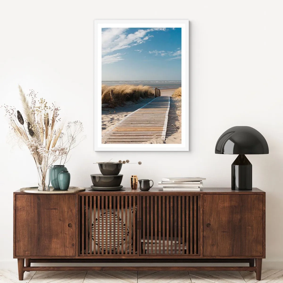 Plagát v bielom ráme - Za dunou, v šumení trávy - 70x100 cm