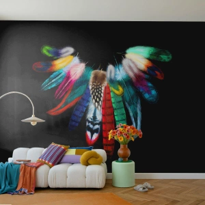 Fototapeta na mieru Premium Sand - Indiánsky náhrdelník - Vtáčie pierko, Boho, Grafika