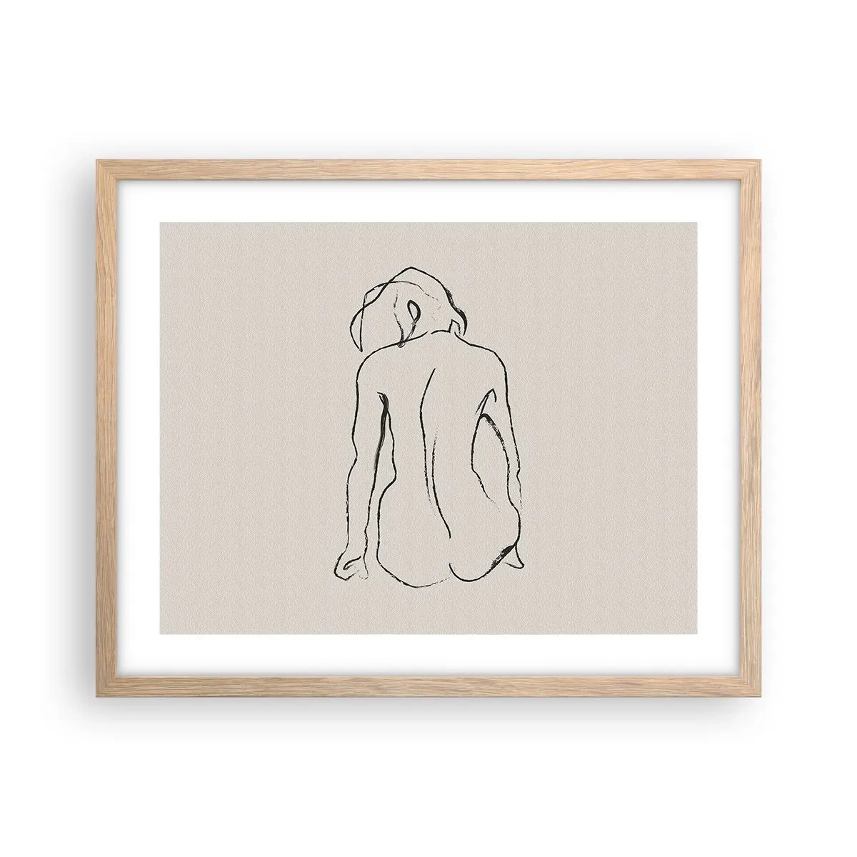 Plagát v ráme zo svetlého duba - Dievčenský akt - 50x40 cm