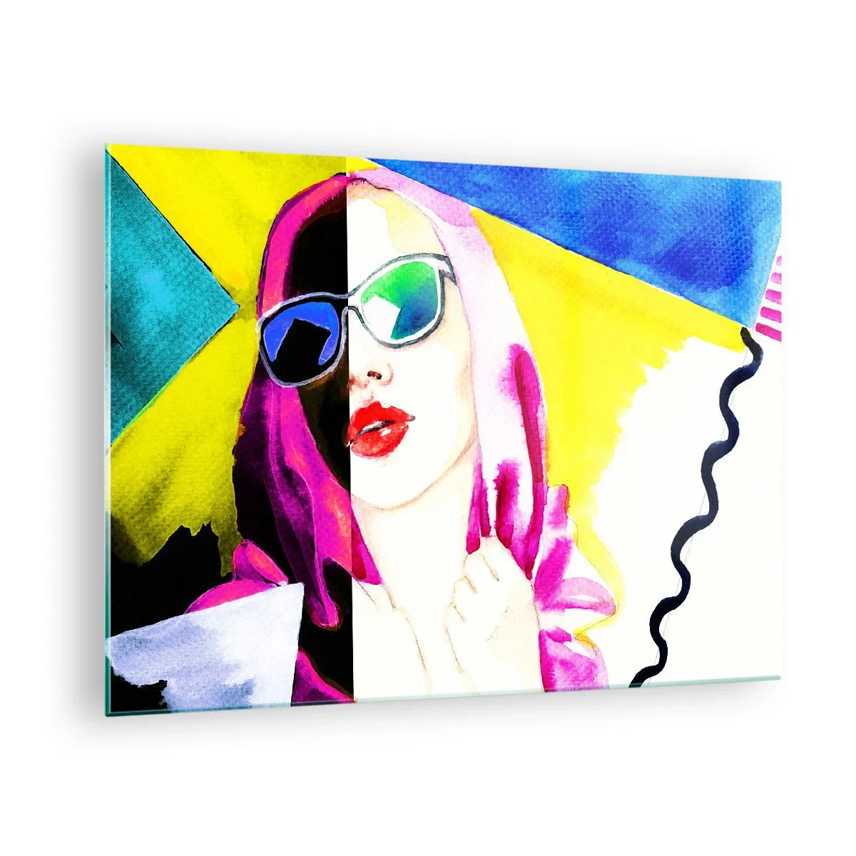 Obraz na skle - Portrét ženy v farebnom štýle pop art - 70x50cm - Nie som biela a nie som čierna - Moderná nástenná dekorácia do obývacej izby a spálne ARTTOR