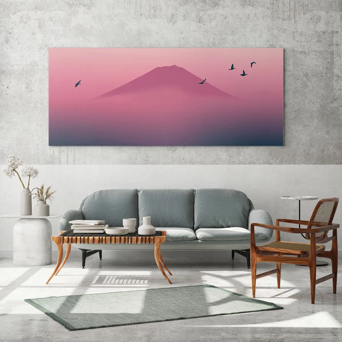 Obraz na skle - Pútnici nad oblakmi - 120x50 cm