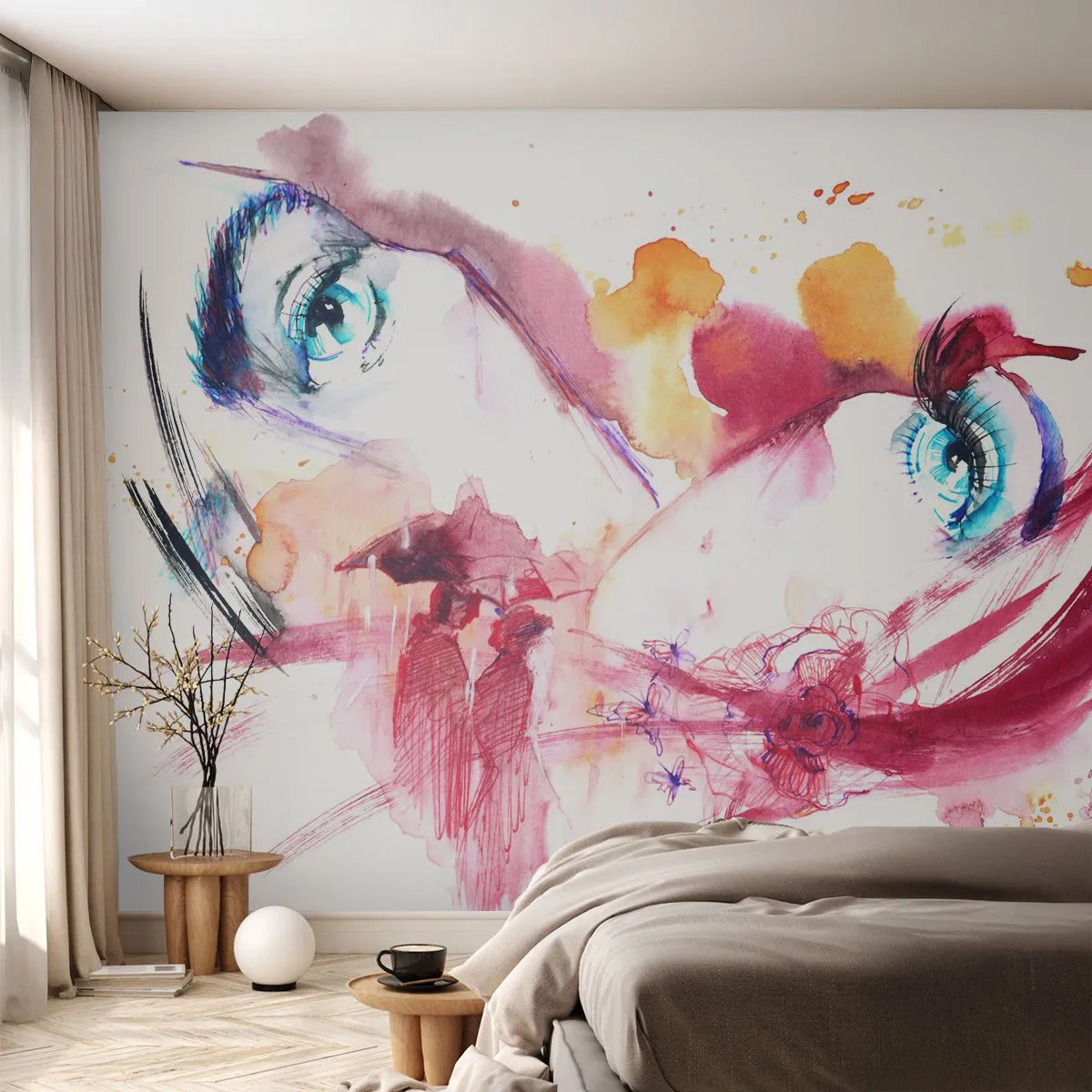 Fototapeta Premium Canvas - V blízkosti svet rozkvitá - Abstrakcia, Ženská tvár, Ženské oči - 150x105 cm