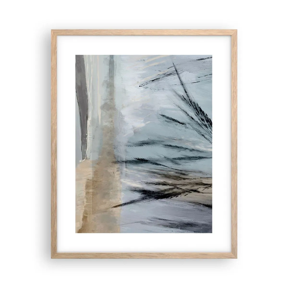 Plagát v ráme zo svetlého duba - Zimné polia - 40x50 cm