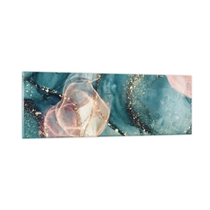 Obraz na skle - Modré hodváb modré, ružový tyl - 90x30 cm